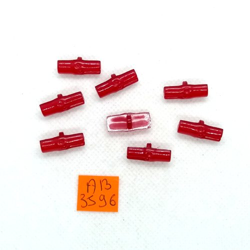 8 boutons brandebourg en résine rouge - 18x8mm - ab3596