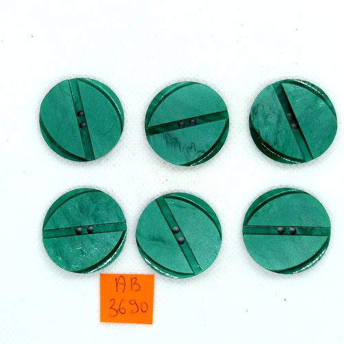 6 boutons en résine vert - 27mm - ab3690