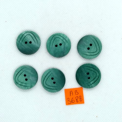 6 boutons en résine vert - 22mm - ab3688