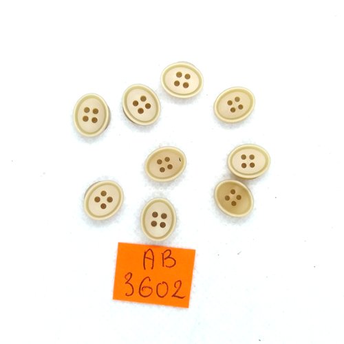 9 boutons en résine beige - 12x14mm - ab3602