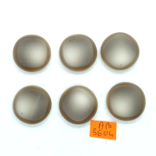6 boutons en résine gris/beige - 28mm - ab3604