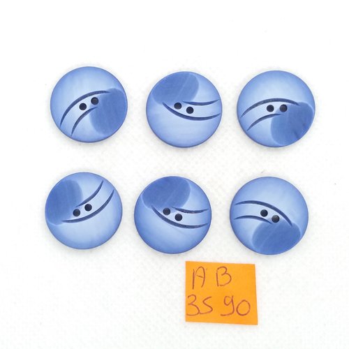 6 boutons en résine bleu - 20mm - ab3590