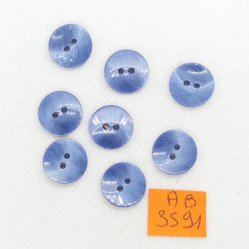 8 boutons en résine bleu - 14mm - ab3591