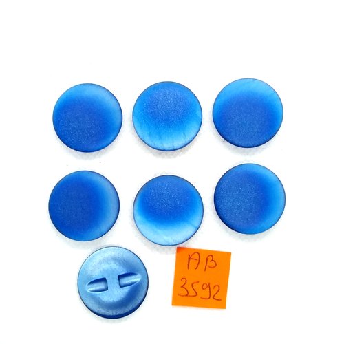 7 boutons en résine bleu - 23mm - ab3592