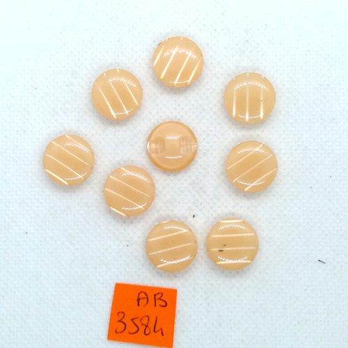 9 boutons en résine orange clair - 14mm - ab3584