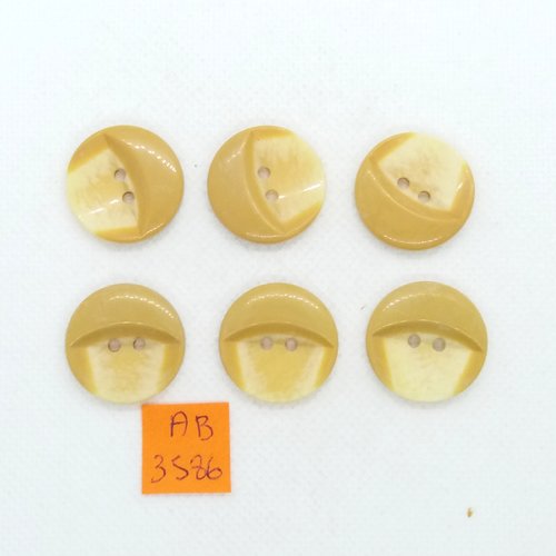 6 boutons en résine  beige - 22mm - ab3586