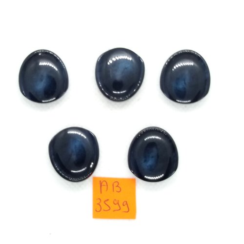 5 boutons en résine bleu foncé - 21mm - ab3599