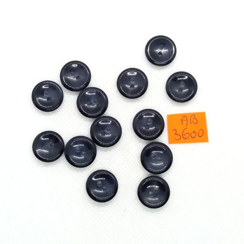 13 boutons en résine bleu/gris - 15mm - ab3600