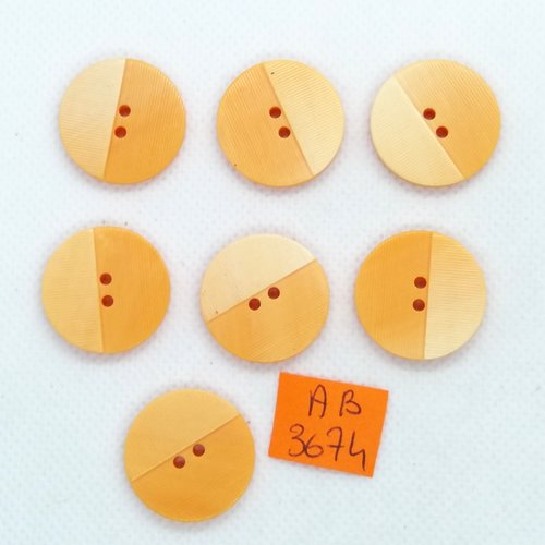 7 boutons en résine orange - 22mm - ab3674