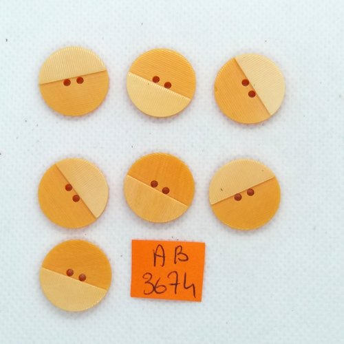 7 boutons en résine orange - 18mm - ab3674