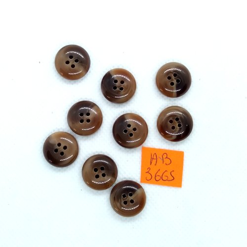 9 boutons en résine marron - 15mm - ab3665