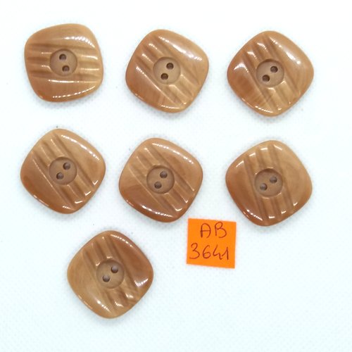 7 boutons en résine marron/taupe - 25x25mm - ab3641