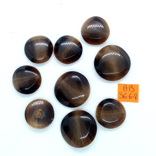 9 boutons en résine marron - 22mm et 27mm - ab3668