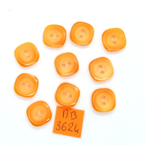 10 boutons en résine orange - 13x13mm - ab3624