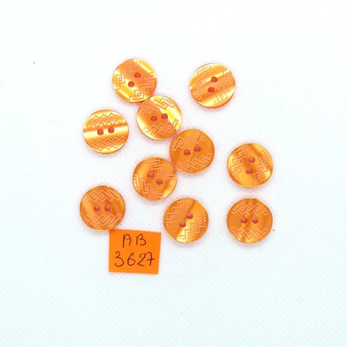 10 boutons en résine orange - 15mm - ab3627