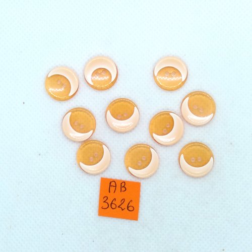 10 boutons en résine orange/transparent - 14mm - ab3626