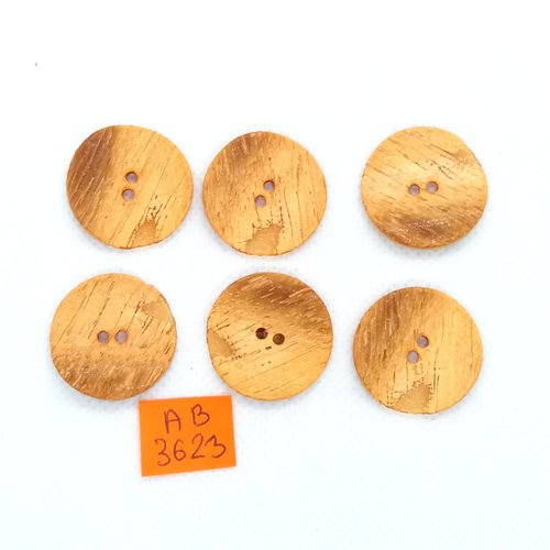 6 boutons en bois peint orange - 23mm - ab3623