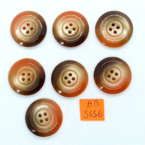 7 boutons en résine marron et saumon - 22mm - ab3656