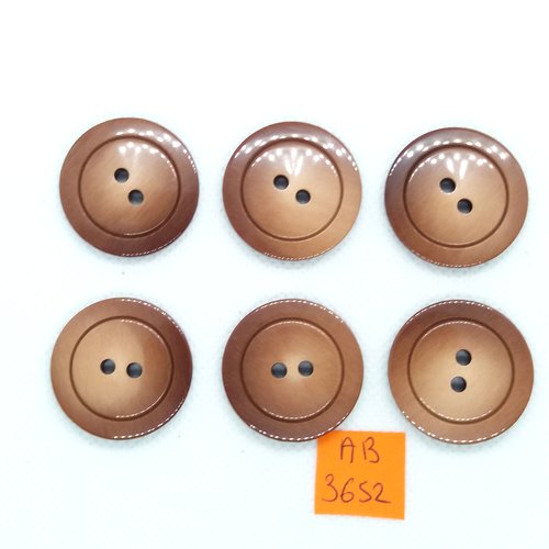6 boutons en résine marron - 28mm - ab3652