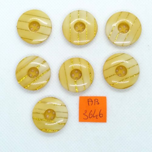 7 boutons en résine jaune - 23mm - ab3646