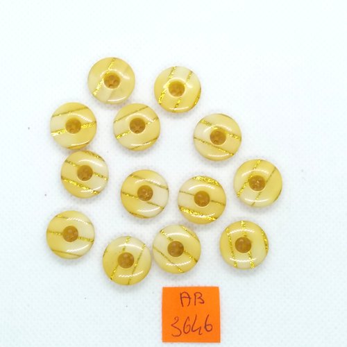 13 boutons en résine jaune - 15mm - ab3646
