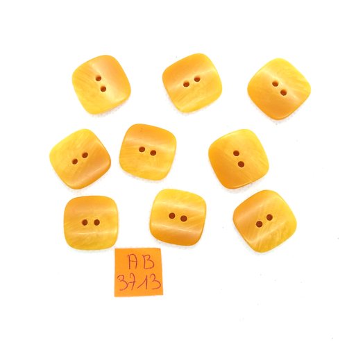 9 boutons en résine orange - 19x19mm - ab3713