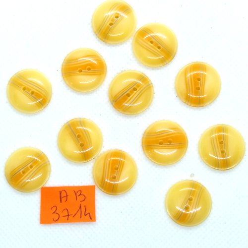 12 boutons en résine jaune/orange - 18mm - ab3714