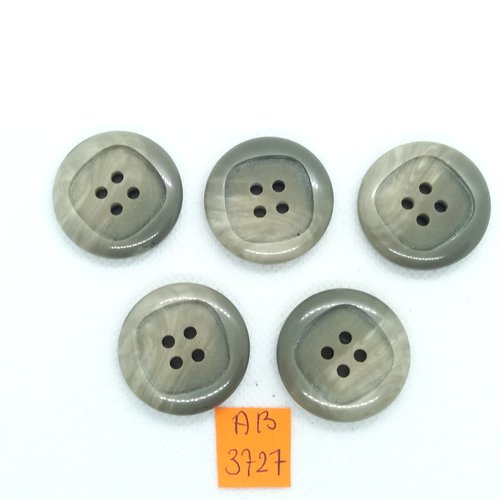 5 boutons en résine gris/vert - 30mm - ab3727