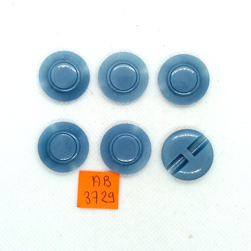 6 boutons en résine bleu - 22mm - ab3729