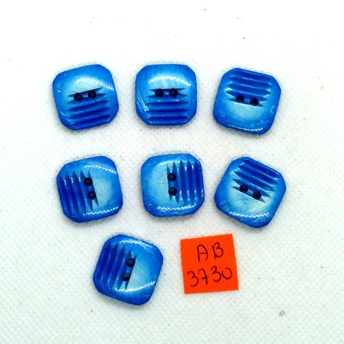 7 boutons en résine bleu - 19x19mm - ab3730