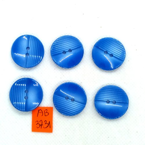 6 boutons en résine bleu - 22mm - ab3731