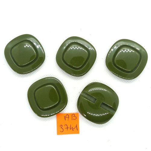 5 boutons en résine vert - 32x32mm - ab3741