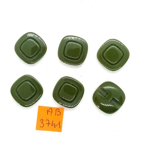 6 boutons en résine vert - 21x21mm - ab3741