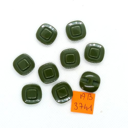 9 boutons en résine vert - 16x16mm - ab3741