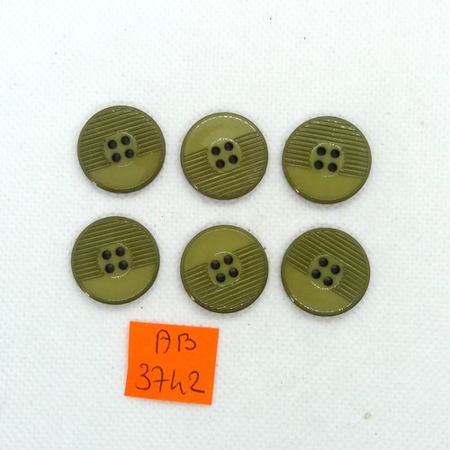 6 boutons en résine vert - 20mm - ab3742