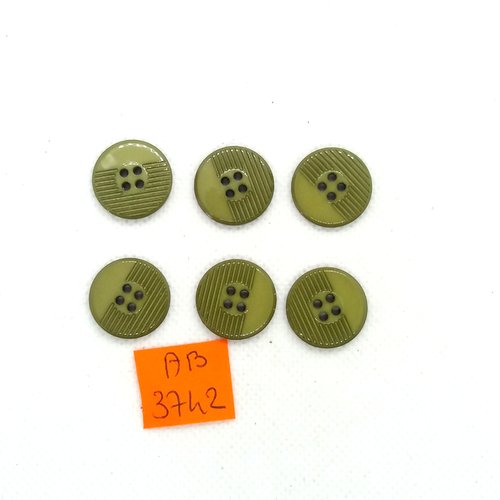 6 boutons en résine vert - 18mm - ab3742