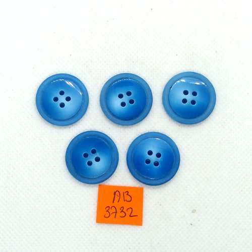 5 boutons en résine bleu - 23mm - ab3732