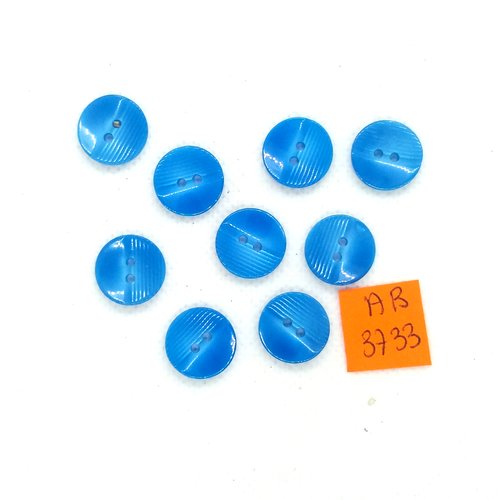 9 boutons en résine bleu - 14mm - ab3733