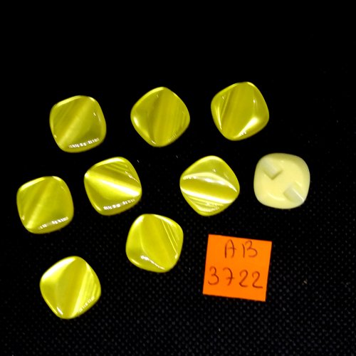 9 boutons en résine jaune - 16x16mm - ab3722