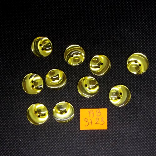 10 boutons en résine jaune/vert - 16mm - ab3723
