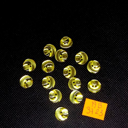 15 boutons en résine jaune/vert - 12mm - ab3723