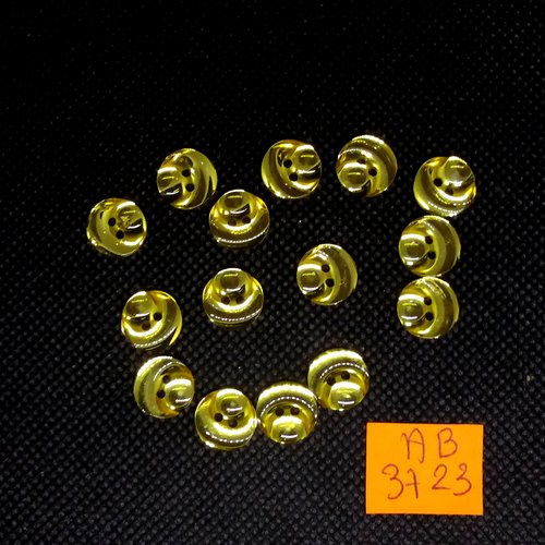 15 boutons en résine jaune/vert - 11mm - ab3723