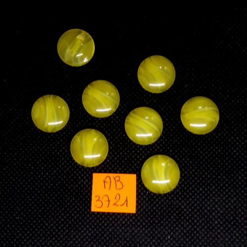 8 boutons en résine jaune - 15mm - ab3721