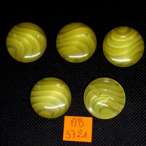 5 boutons en résine jaune - 25mm - ab3721