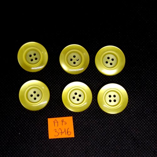 6 boutons en résine jaune - 22mm - ab3716