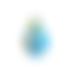 Pendentif " langue " en verre , bleu , 67x36mm - s