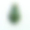 Pendentif " langue " en verre , vert clair et noir , 61x34mm - s