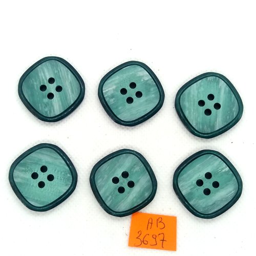 6 boutons en résine vert - 26x26mm - ab3697