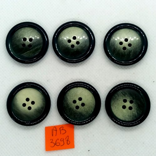 6 boutons en résine vert - 28mm - ab3698