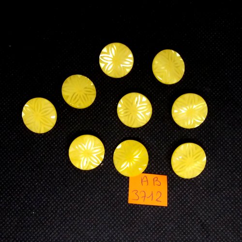 9 boutons en résine jaune - 18mm - ab3712